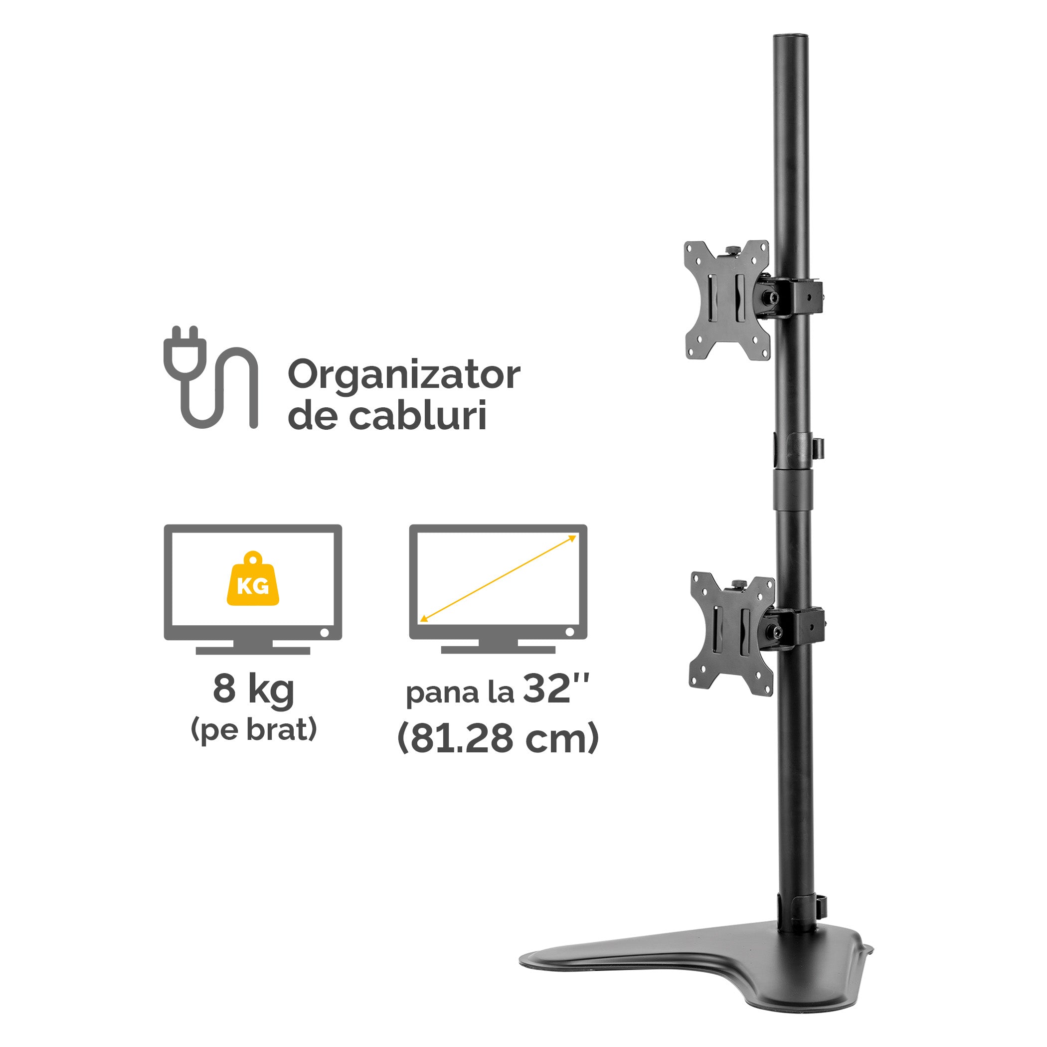 SUPORT MONITOR BAZA FIXA 2 BRATE VERTICAL PROFESSIONAL FELLOWES
