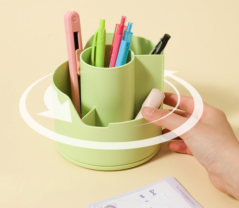 SUPORT ROTATIV INSTRUMENTE DE SCRIS 4 COMPARTIMENTE BLEU LONGREEN PLASTIC RECICLAT DELI