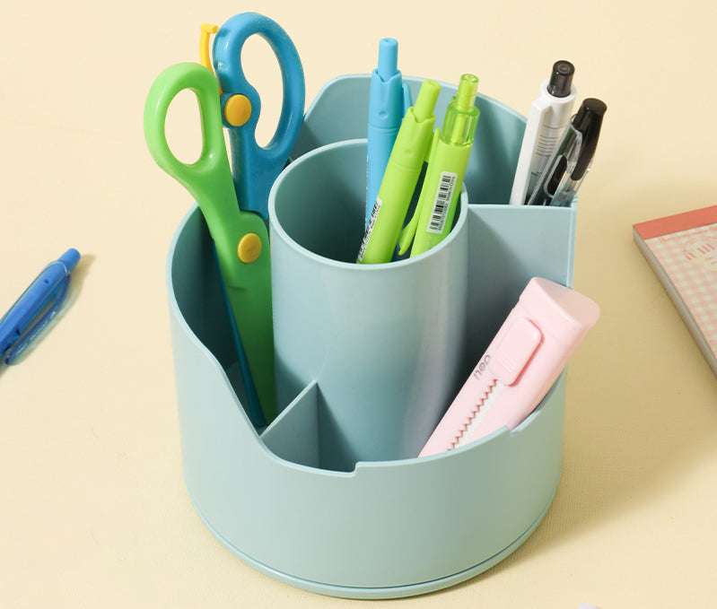 SUPORT ROTATIV INSTRUMENTE DE SCRIS 4 COMPARTIMENTE BLEU LONGREEN PLASTIC RECICLAT DELI