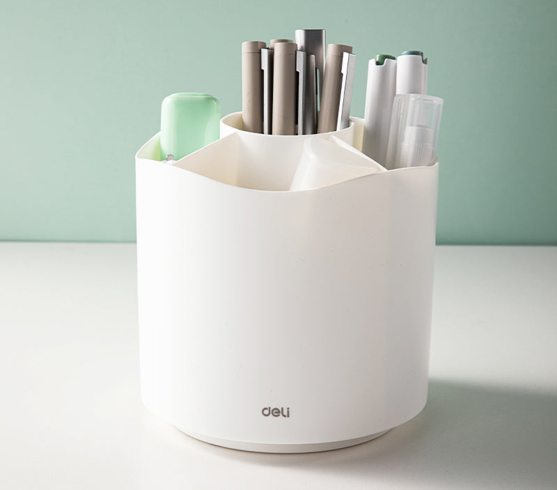 SUPORT ROTATIV INSTRUMENTE DE SCRIS 5 COMPARTIMENTE ALB DELI