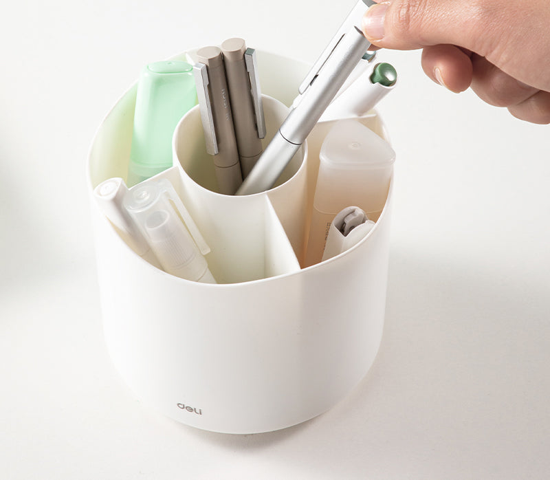 SUPORT ROTATIV INSTRUMENTE DE SCRIS 5 COMPARTIMENTE ALB DELI