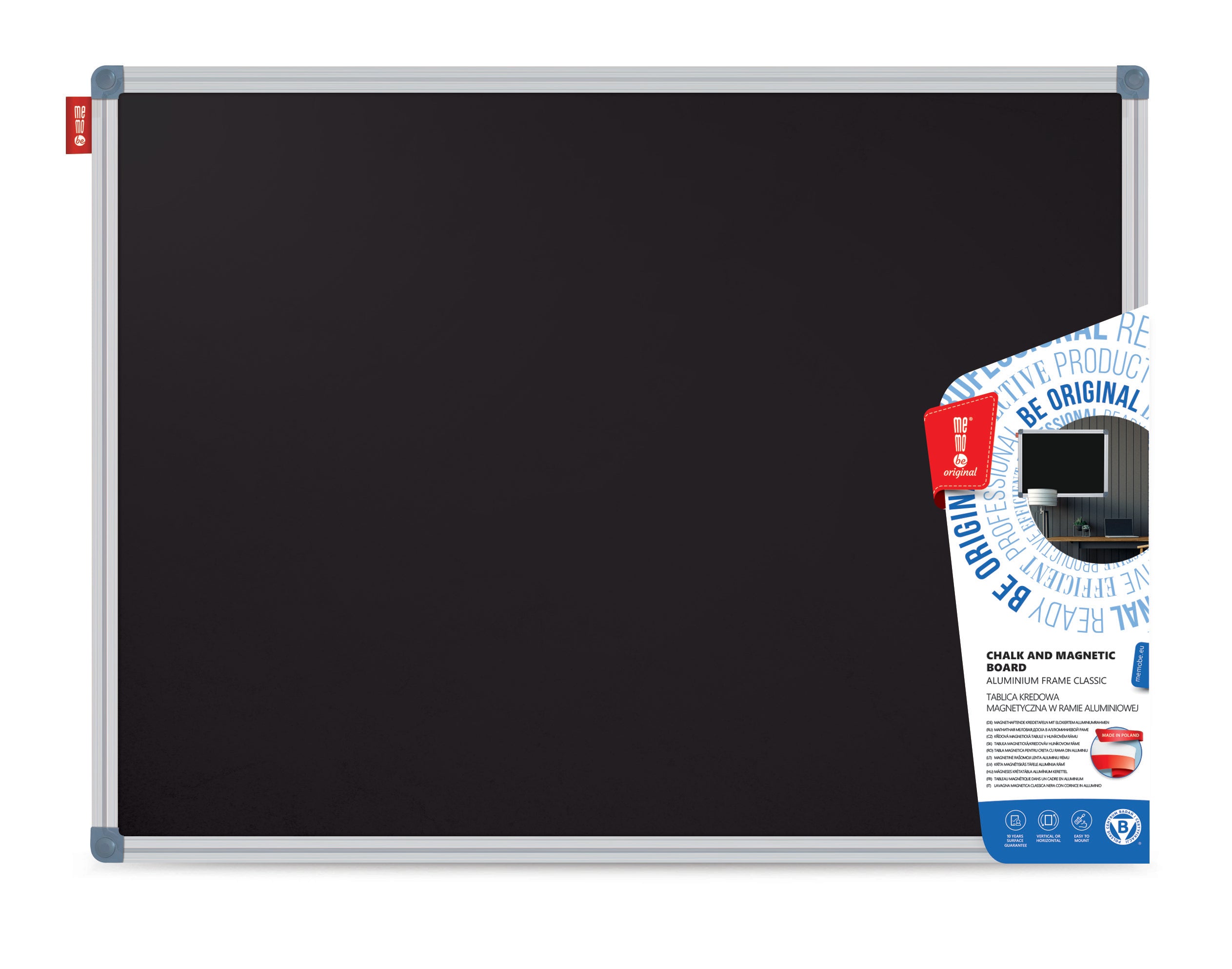 TABLA CRETA NEAGRA MAGNETICA 100*200 CM RAMA ALUMINIU MEMO BE
